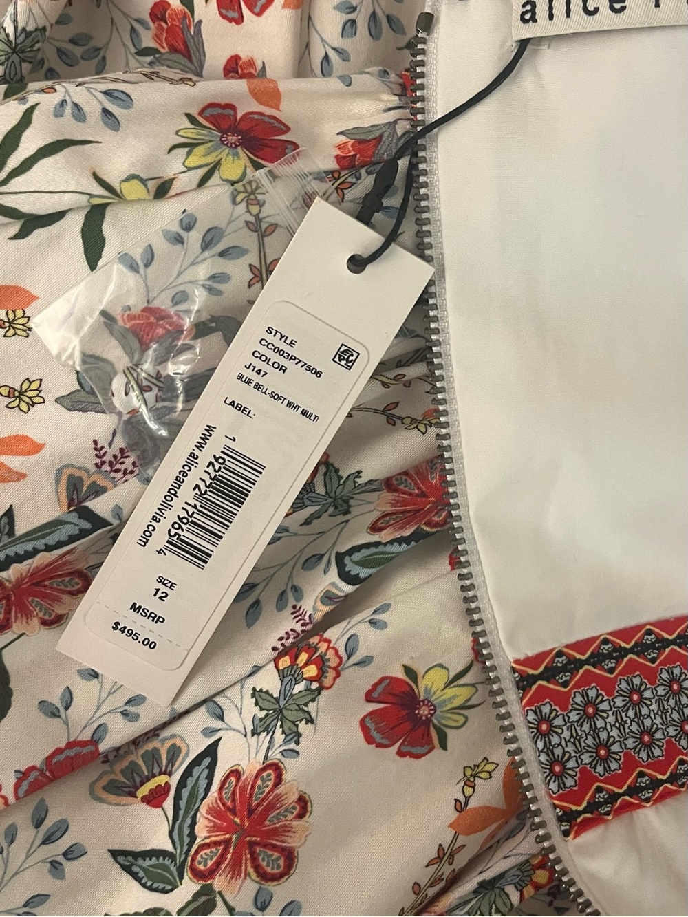Alice + Olivia White Midi Dress with Pink Floral Print - Picture 10 of 11